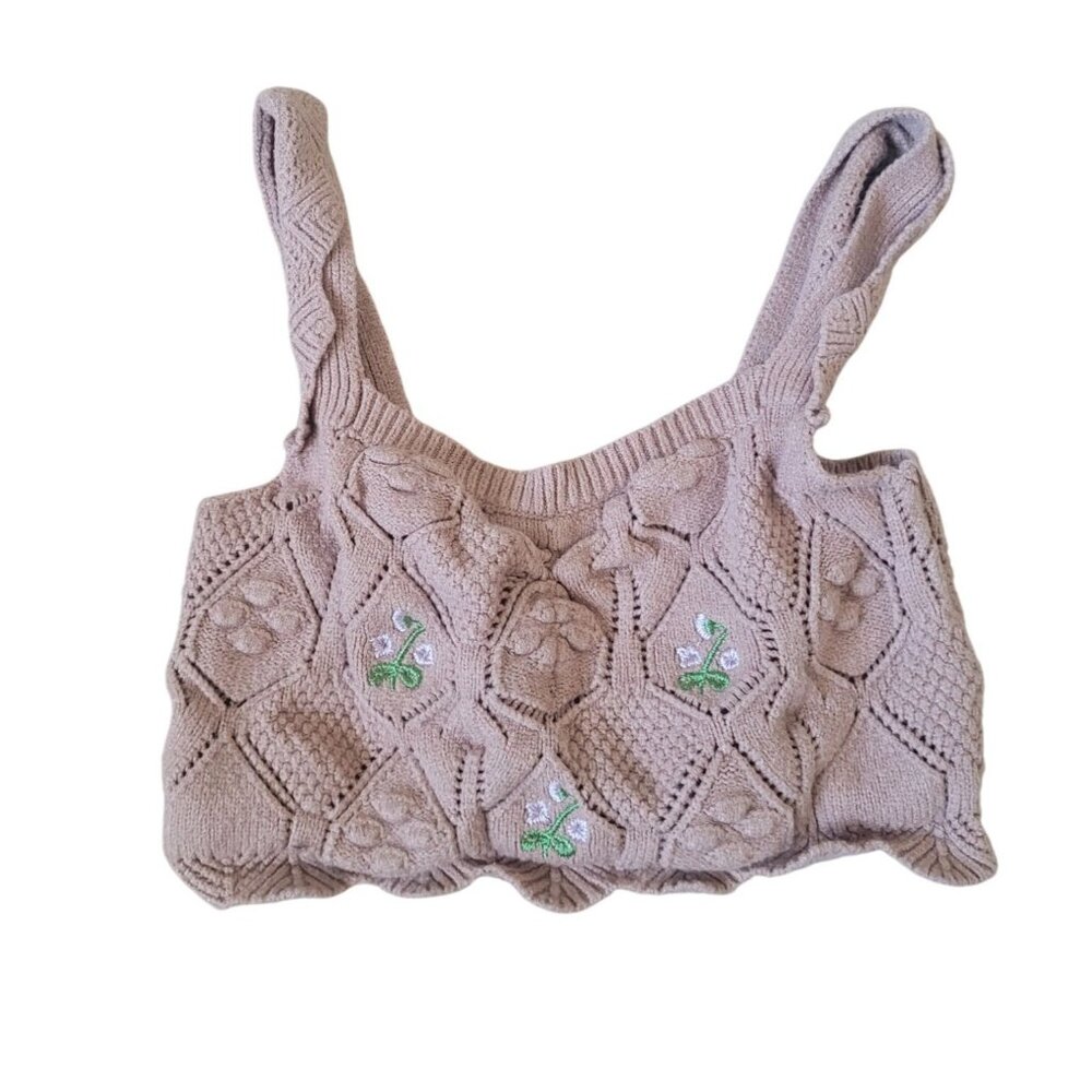 Hazel Moon Women's Size XS Crotched Knitted Crop Top Sweater Summer